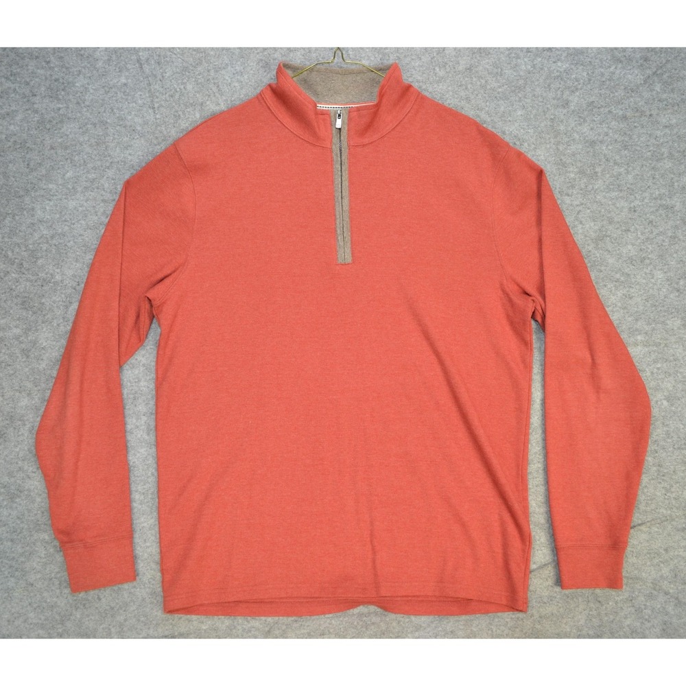 The Normal Brand Sweater‎ Mens Large Red Quarter Zip Mock Neck Long Sleeve